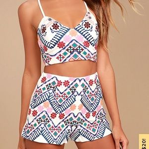 White embroidered two piece set